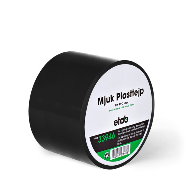 Tejp Mjuk PVC 50mm x 20m svart - 50mmx20m - 1