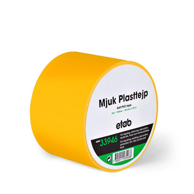Tejp Mjuk PVC 50mm x 20m gul - 50mmx20m - 1
