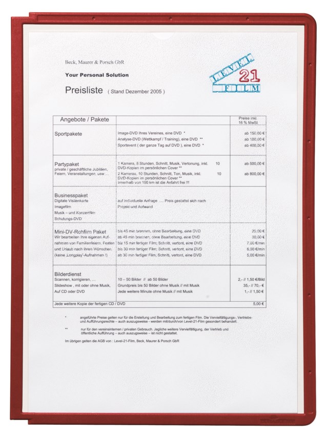 Panel Sherpa A4 röd 5st/fp - D104 - 1