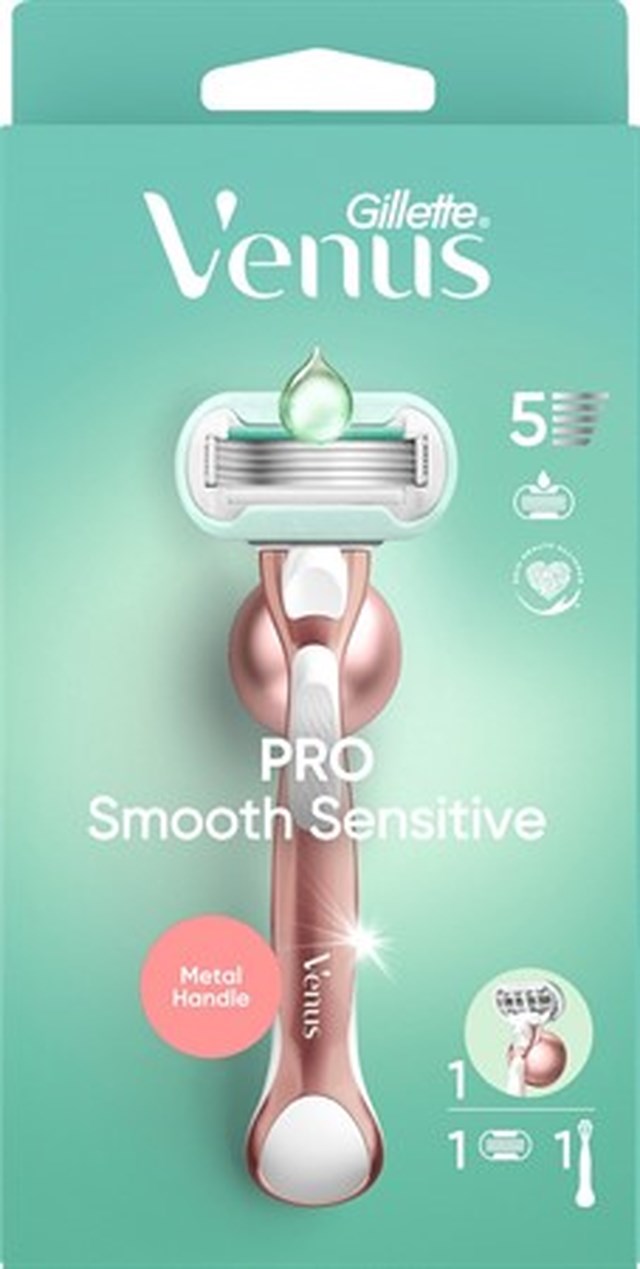 Gillette Venus Pro Smooth Sensitive Rakhyvel och 1 st Rakblad Samt Duschhållare - 1