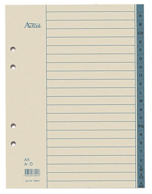 Pappersregister Timing A5 A-Ö - A4 - 1