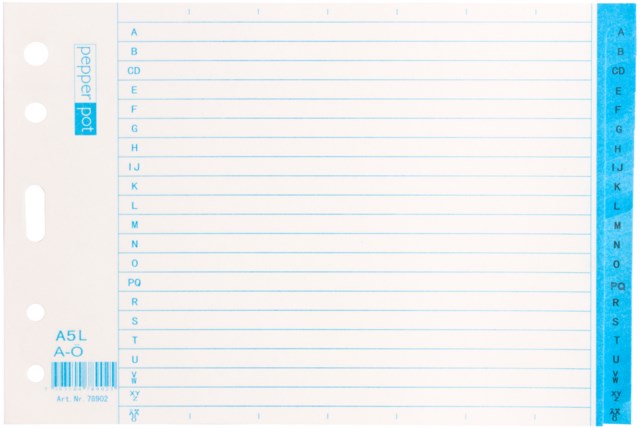 Pappersregister Timing A5L A-Ö - A4 - 1