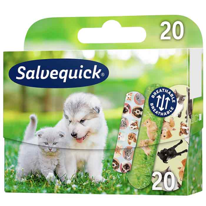 Barnplåster Salvequick Animals, djurmotiv, 20 st - Kläder, Skydd & Vård - Skyddskläder & Säkerhet - Första Hjälpen & Plåster