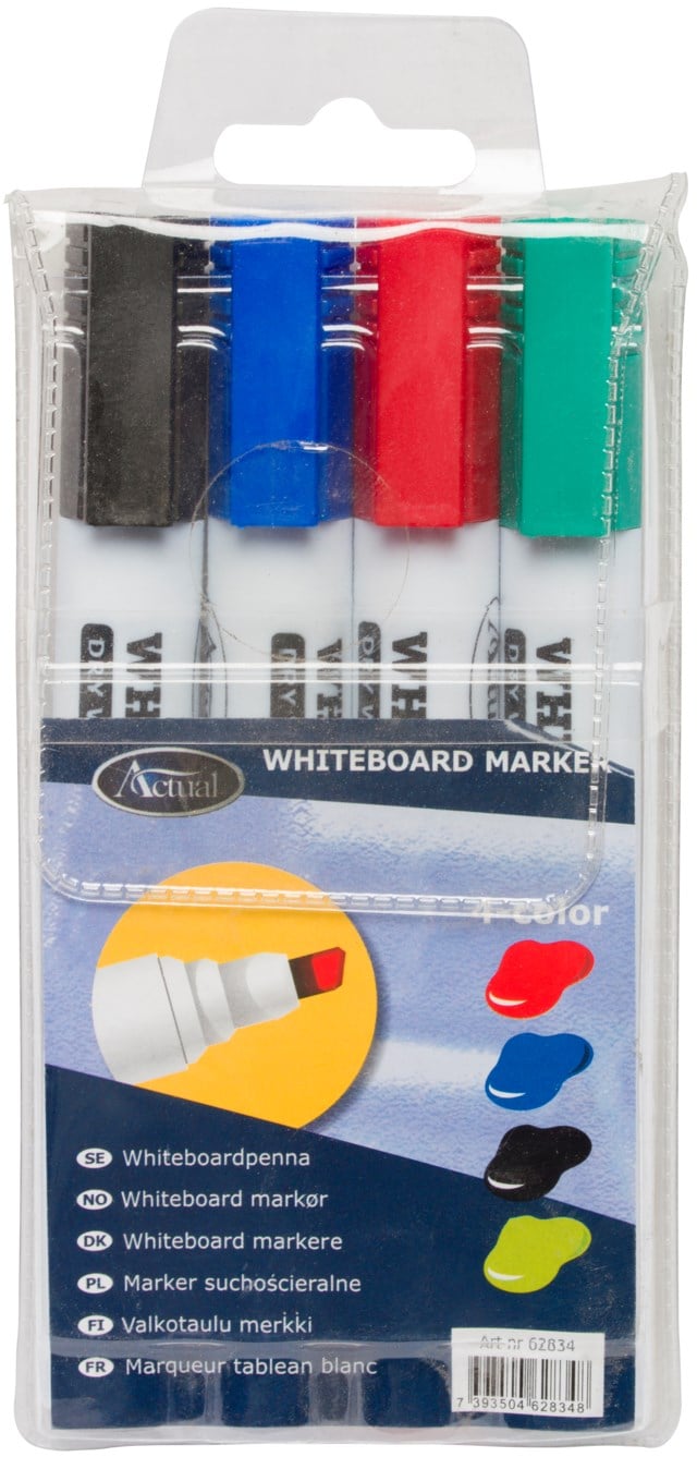 Whiteboardpenna Actual skuren 4-set - 2-5mm - 1