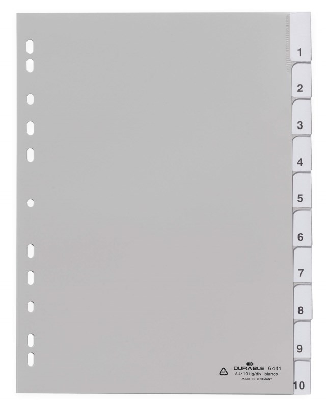 Pärmregister Durable 1-10, insticksflikar, polypropen, A4 - 1