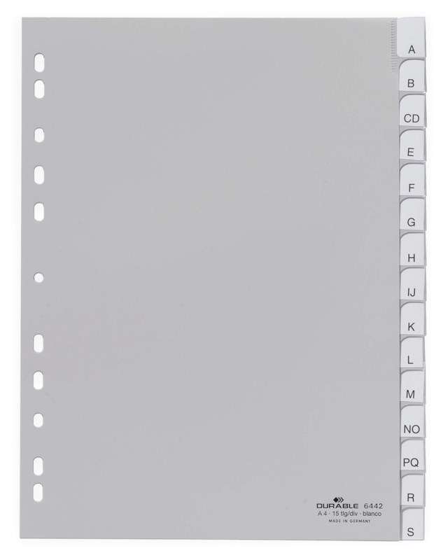 Pärmregister Durable 1-15, insticksflikar, polypropen, A4 - 1