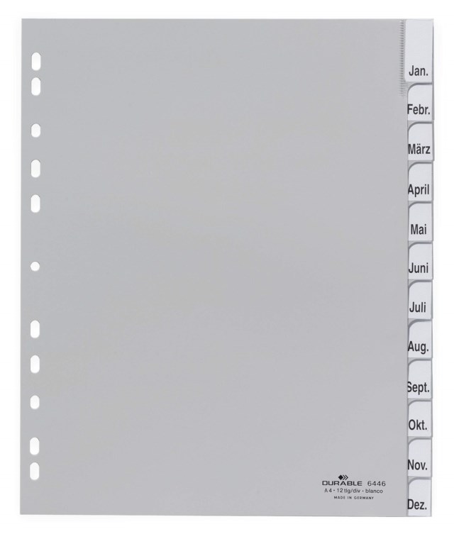 Pärmregister Durable XL 1-12 Jan-Dec, insticksflikar, plast - 1