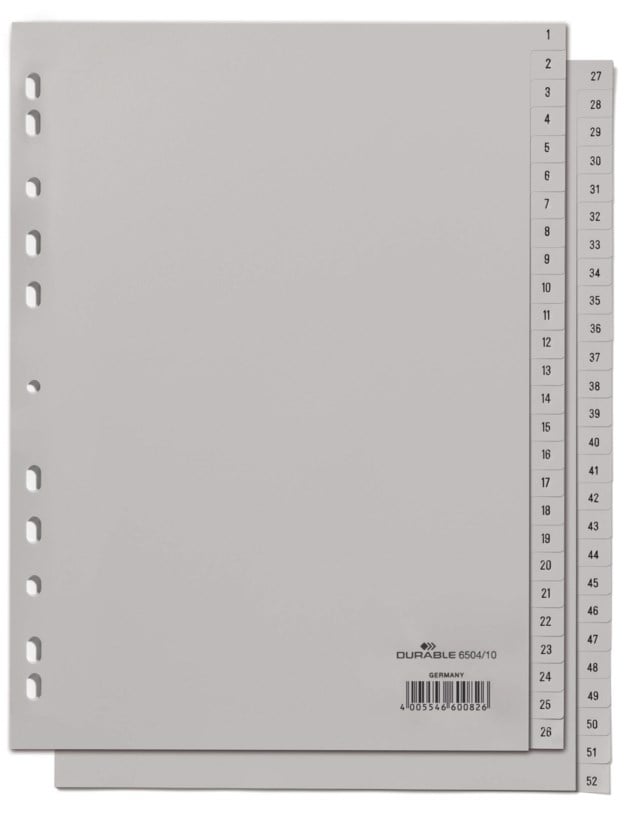 Pärmregister Durable 1-52, polypropen, A4, 52 flikar - 1