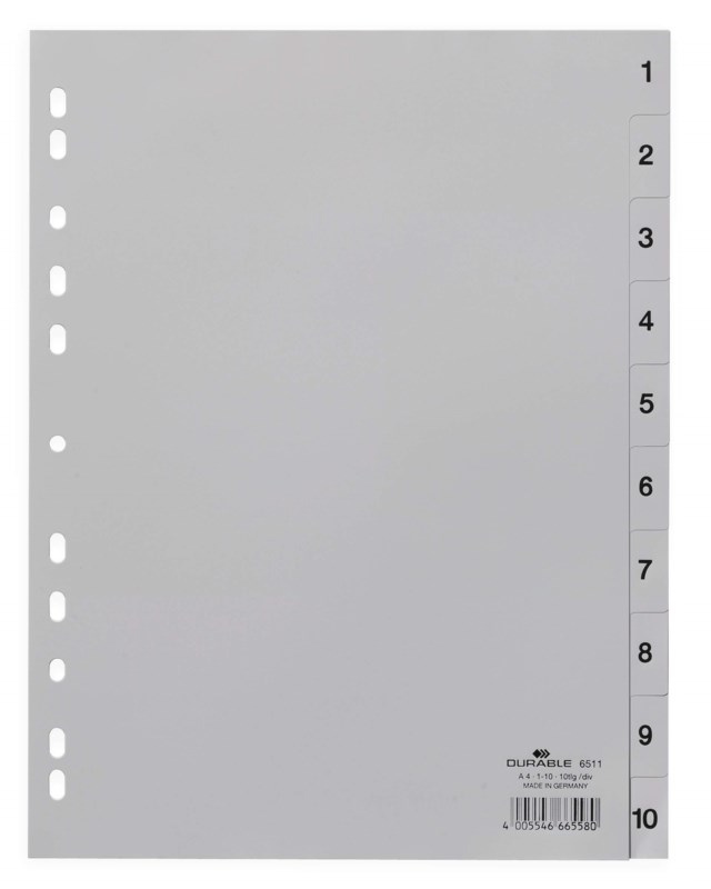 Pärmregister Durable 1-10, polypropylenplast, 10 flikar - 1