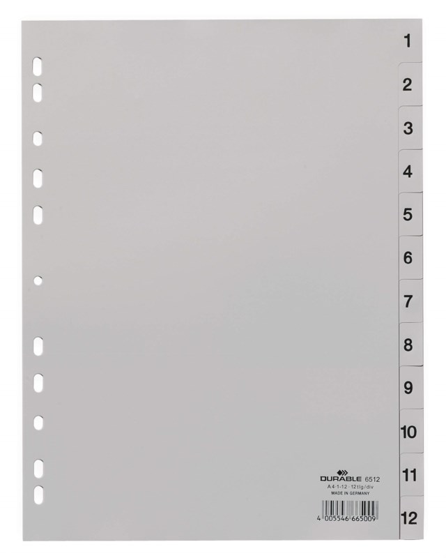 Pärmregister Durable PP, 12 flikar, A4 - 1