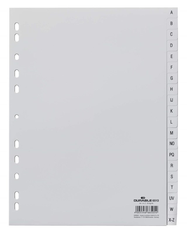 Pärmregister Durable A-Z, polypropen, 20 flikar - 1