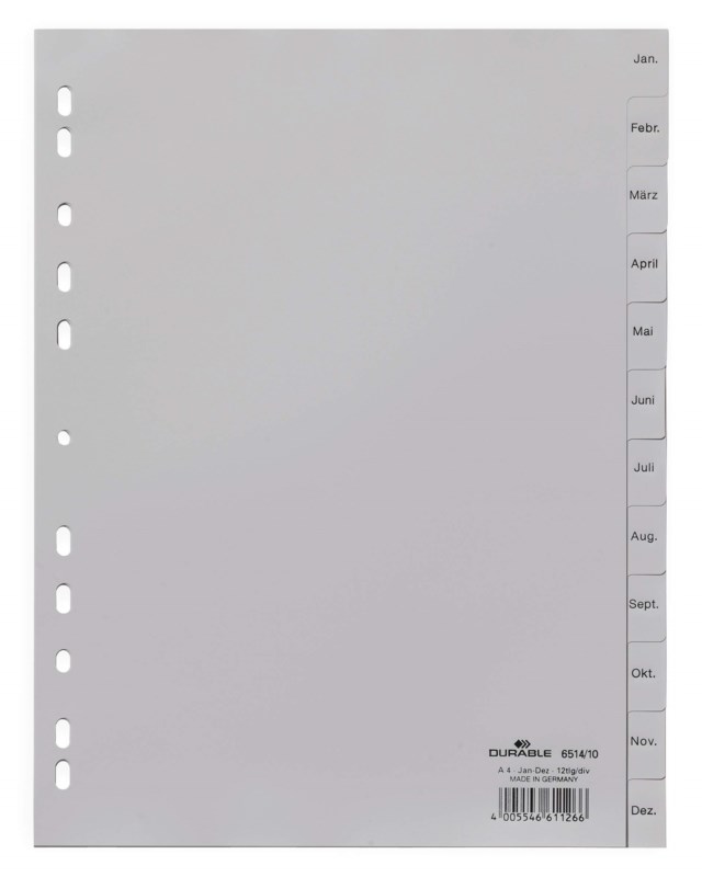 Pärmregister Durable PP Jan-Dec, 12 flikar, A4 - 1