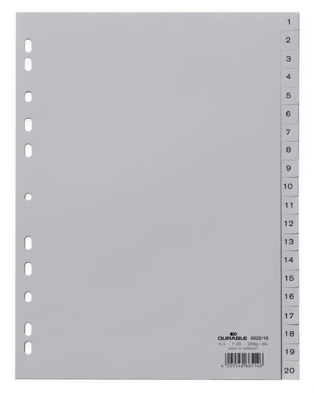 Pärmregister Durable PP 1-20, 20 flikar, A4 - 1
