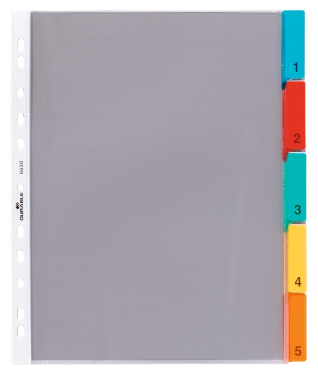 Plastficksregister Durable 5 flikar, svetsade, A4 - 1