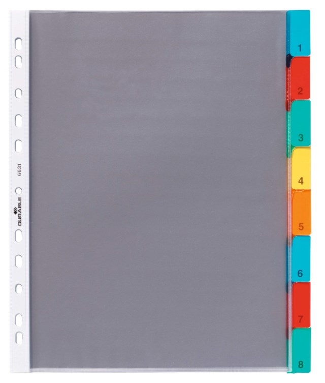 Plastficksregister Durable 8 flikar, A4, svetsade flikar - 1