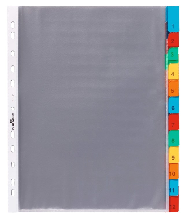 Plastficksregister Durable A4, 12 flikar, svetsade - 1