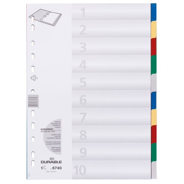Plastregister Durable A4 1-10 otryckt - A4 - 1