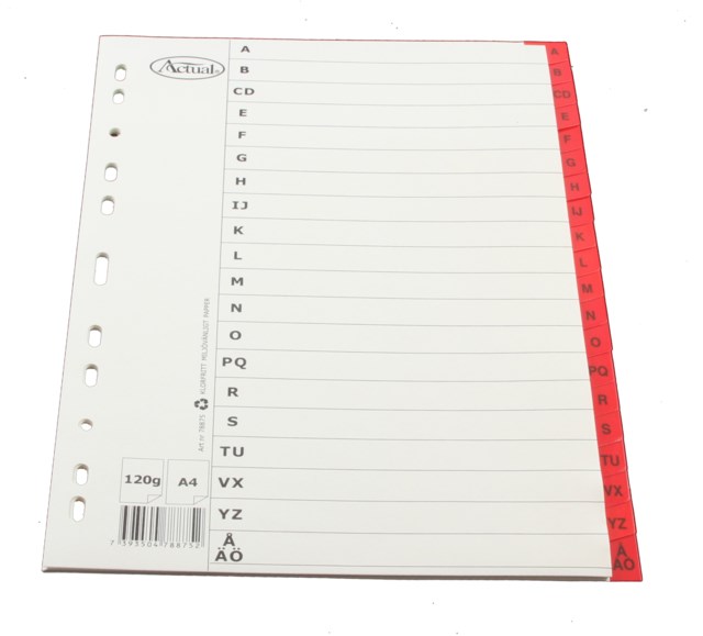 Pappersregister Timing Mega A4 A-Ö röd - A4 - 1