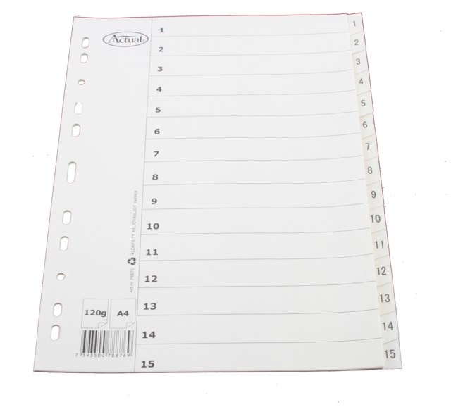 Pappersregister Timing Mega A4 1-15 ofärgade - A4 - 1