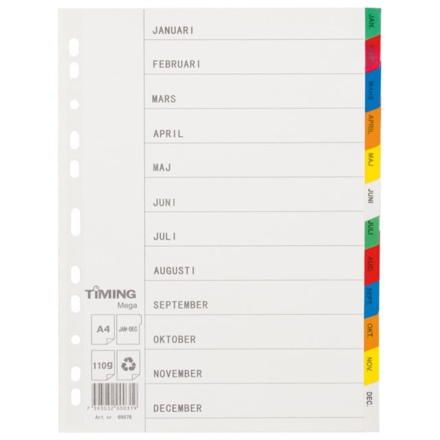 Pappersregister Timing Mega A4 Jan-Dec rosa - A5 - 1