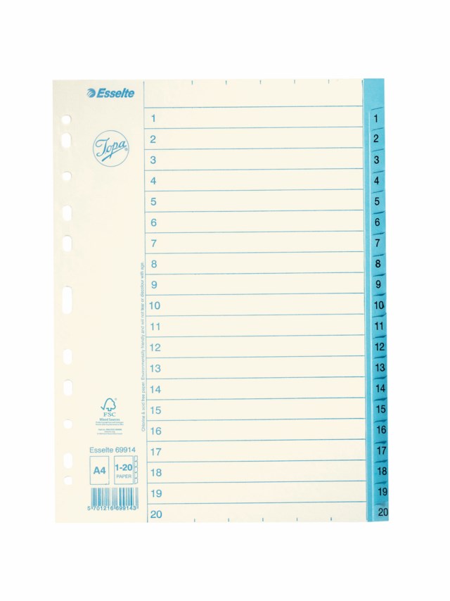 Pappersregister Esselte Jopa Original A4 1-20 - A4 - 1