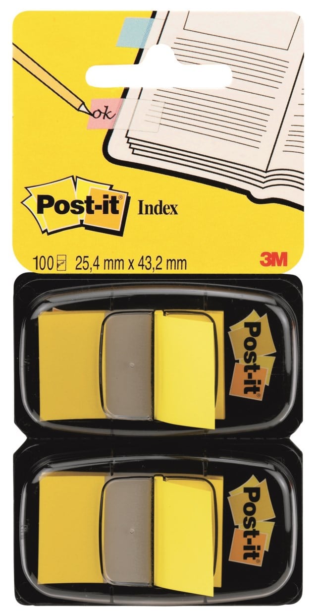 Märkflik Post-It Index 680 gul 2-pack - 25x43mm - 1