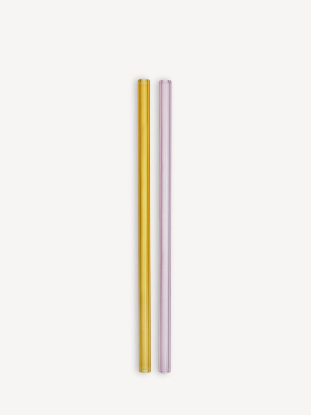 Sugrör glas Sipsavor rosa/gul 200mm 2-pack - 1