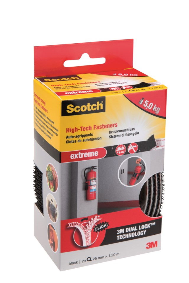 Kardborrband Scotch Extreme 25mm x 1,2m svart - 25mmx1,2m - 1
