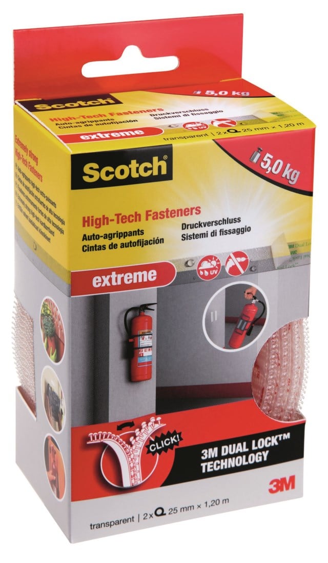 Kardborrband Scotch Extreme 25mm x 1,2m transp. - 25mmx1,2m - 1