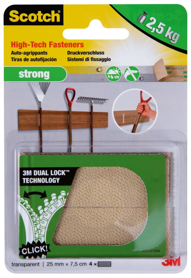 Kardborrband Scotch Strong 25 x 75mm transp. - 25x75mm - 1