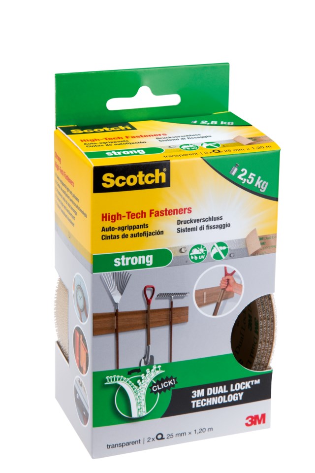 Kardborrband Scotch Strong 25mm x 1,2m transp. - 25mmx1,2m - 1