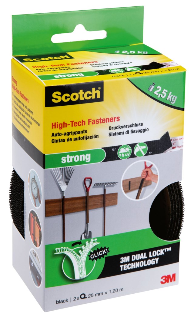 Kardborrband Scotch Strong 25mm x 1,2m svart - 25mmx1,2m - 1