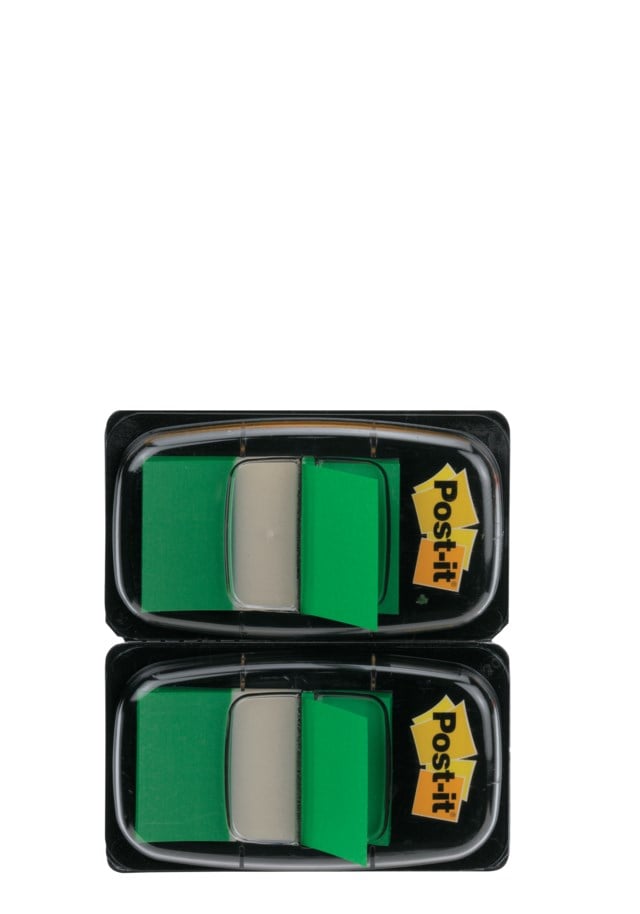 Märkflik Post-it Index 680 grön 2-pack - 25x43mm - 1