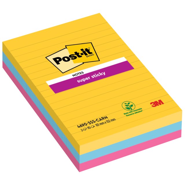 Post-it Super Sticky XL 101x152mm Carnival 3st/fp - 101x152mm - 1