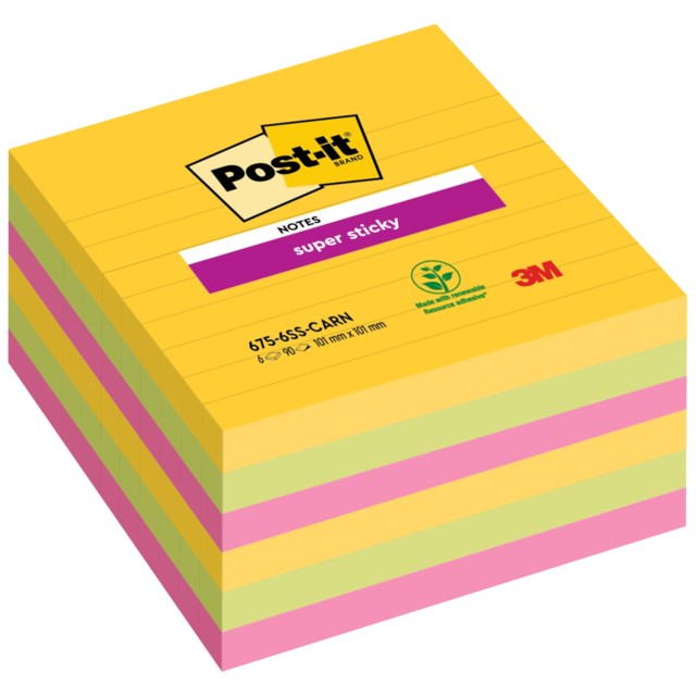 Post-it Super Sticky XL 101x101mm Carnival 6st/fp - 101x101mm - 1