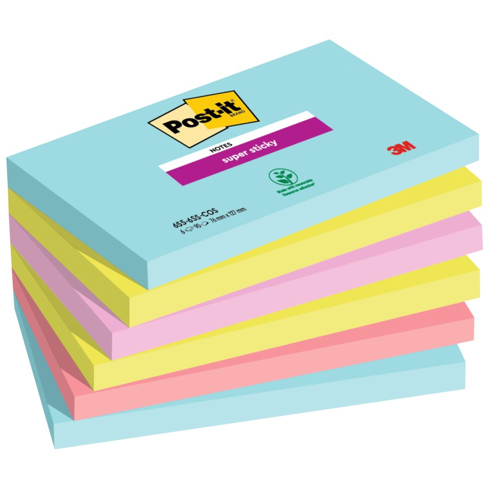 Notislappar Post-it Super Sticky Cosmic 76x127mm, 6 block | Kontorab.se