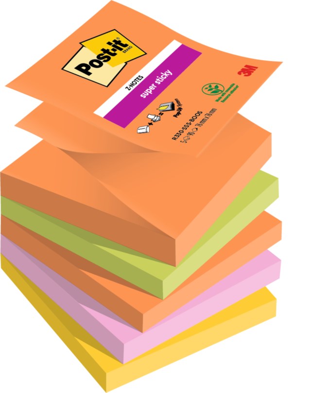 Post-it Super Sticky Z-block R330 76x76mm Boost 5st/fp - 76x76mm - 1