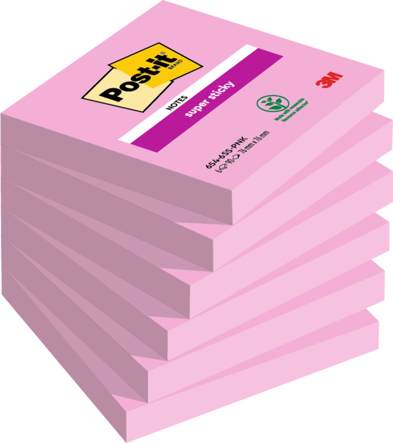 Notislappar Post-it Super Sticky, ljusrosa, 76x76 mm | Kontorab.se