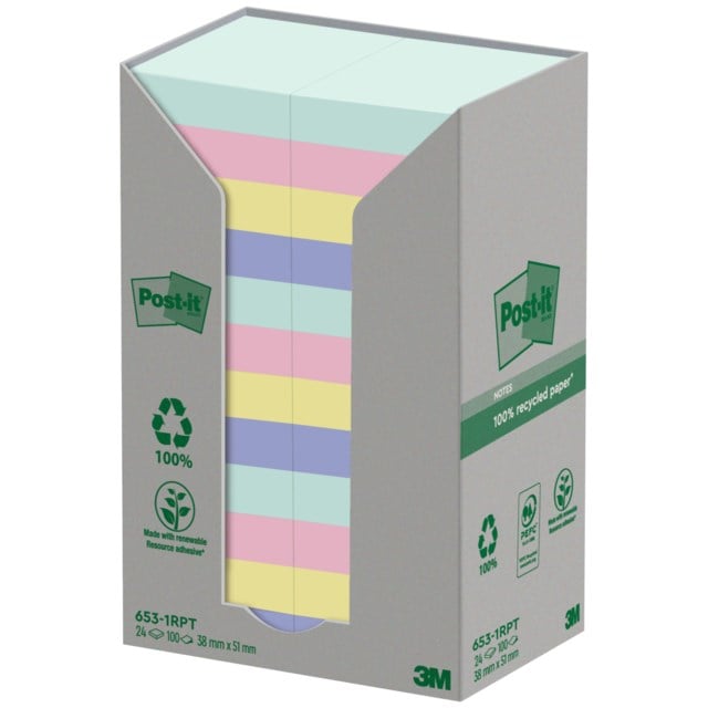 Post-it Recycled 38x51 mm nature 24st/fp - 38x51mm - 1
