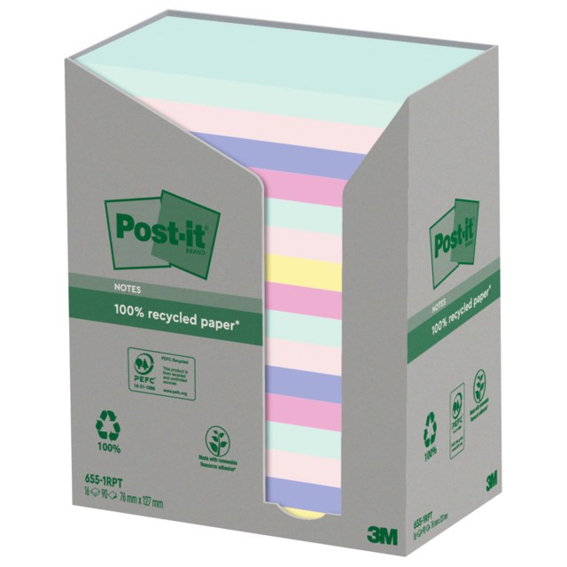 Post-it Recycled 127x76 mm nature 16st/fp - 76x127mm - 1