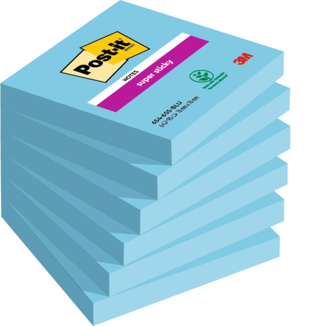 Post-it Super Sticky 76x76 mm blå - 76x76mm - 1