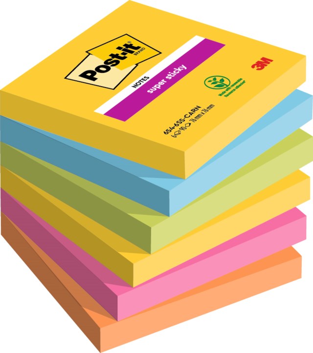 Post-it Super Sticky 654-6SS-CARN 76x76mm Carnival 6st/fp - 76x76mm - 1