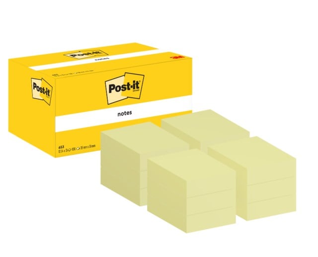 Post-it 653 38x51 mm gul 12st/fp - 51x38mm - 1