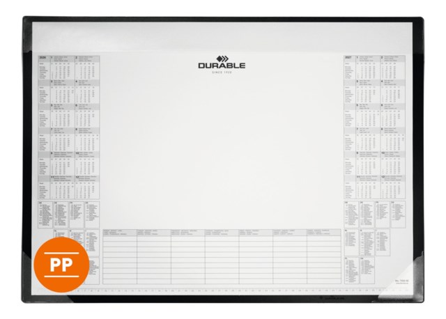 Skrivunderlägg Durable med kalenderblock PP, 60x43 cm, 2-års översikt - 1