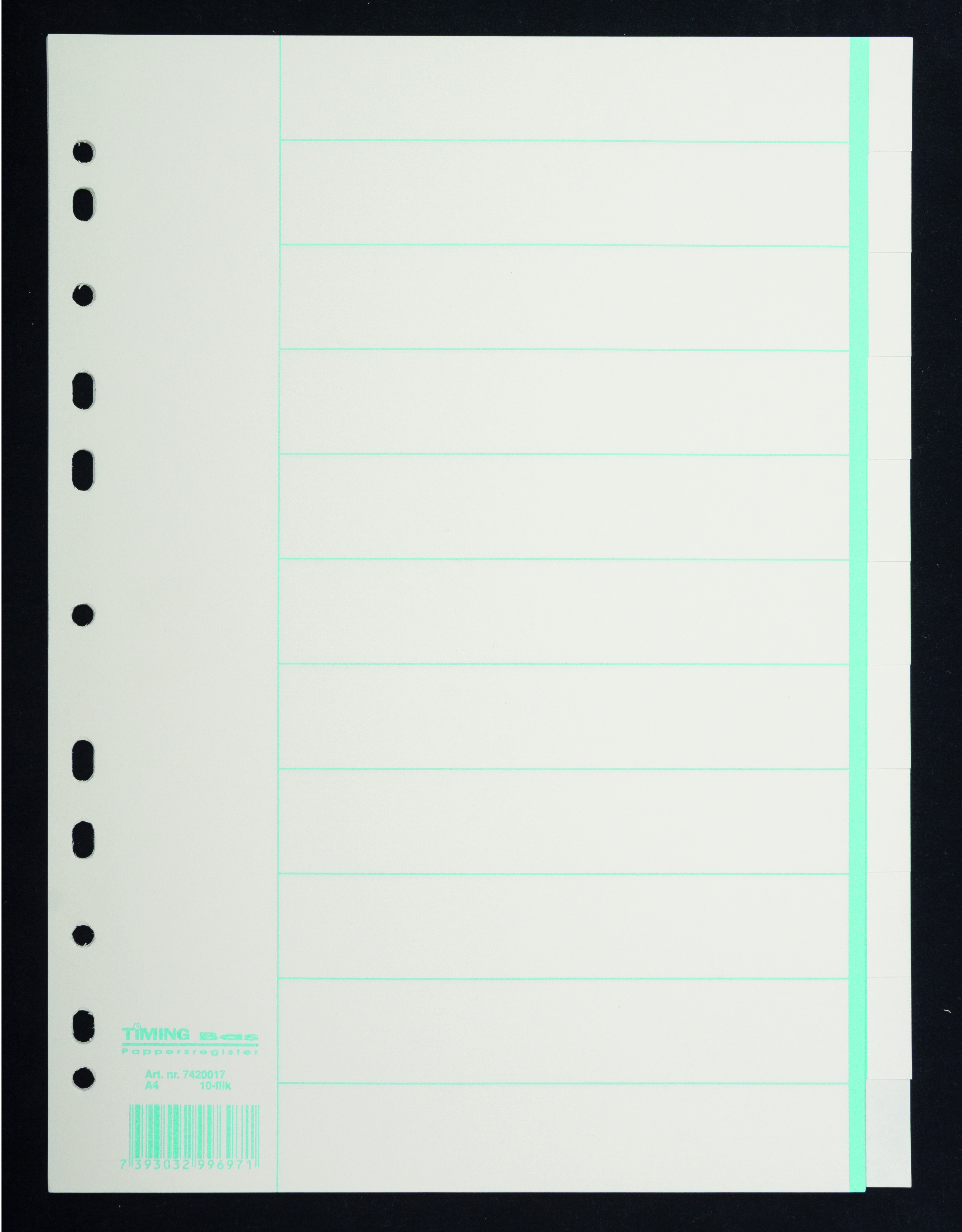 Pappersregister Timing Bas 10 Otryckt, blå flikar - Kontor & Papper - Pärmar & Register - Register