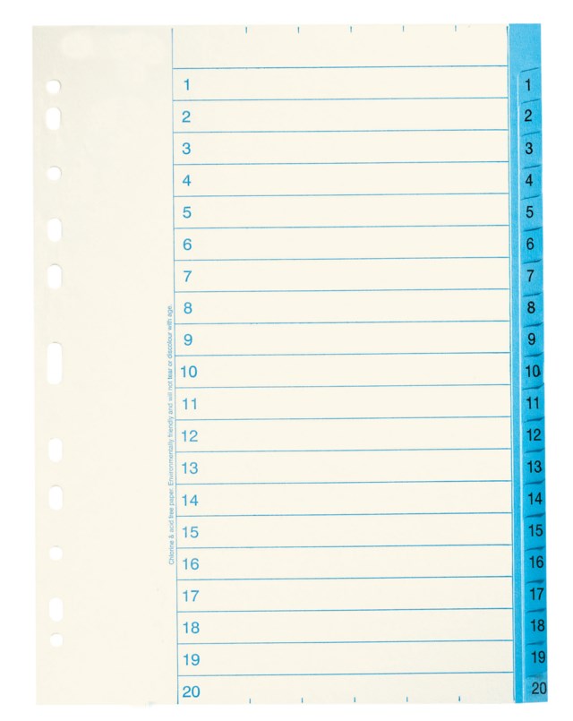 Pappersregister Nordic Office A4 1-20 - A4 - 1