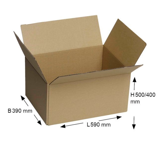 Wellpapplåda 590X390X500/400 - 590x390x500/400mm - 1