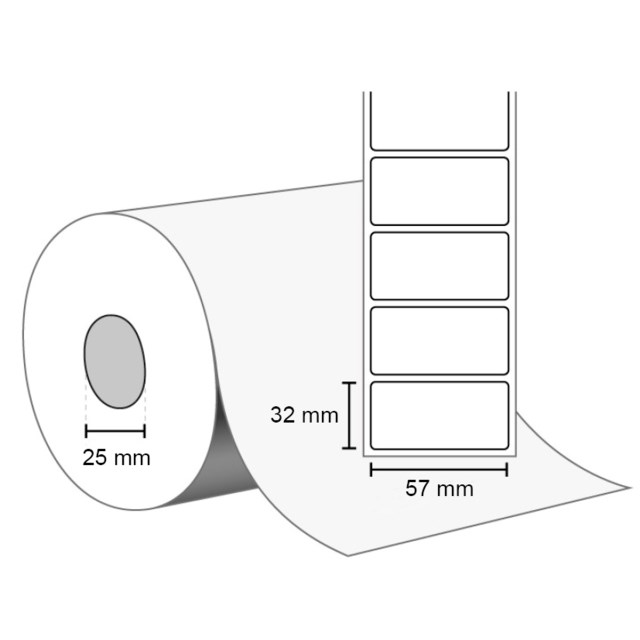 Etikett Zebra 57x32mm 12rl/krt - 57x32mm - 1