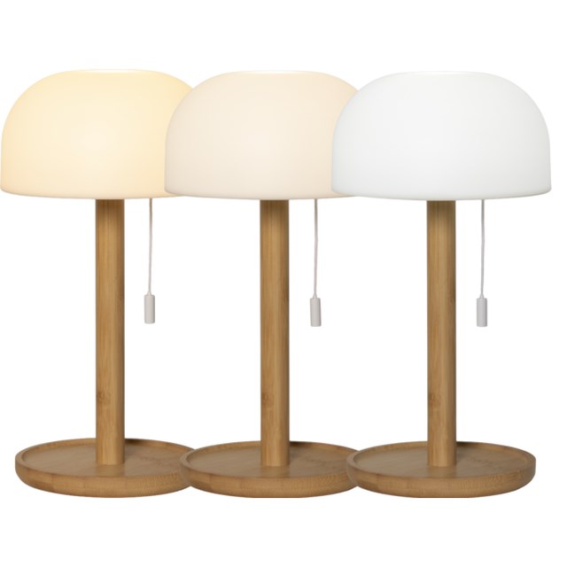 Bordslampa Star Trading Tara, uppladdningsbar, USB-C, bambu - 1