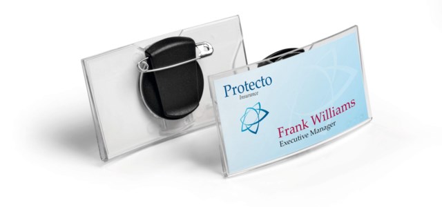 Namnskylt konvex 40x75, nål/klämfäste 25st - 1